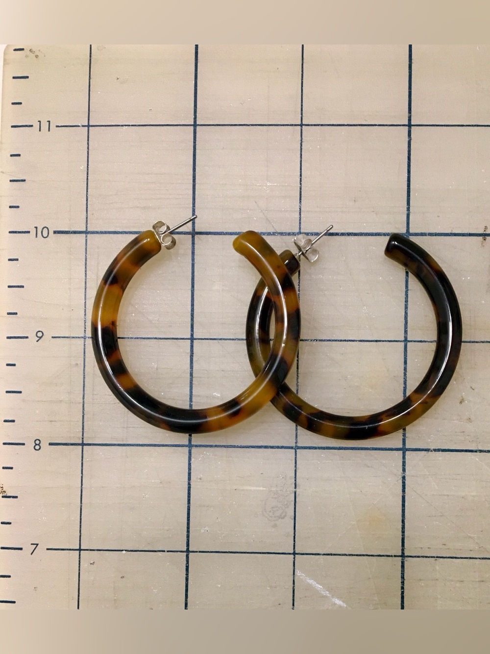 Vintage Tortoiseshell Plastic Hoop Earrings